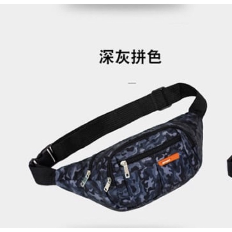 original waist bag pria black army bahan waterproof 4 ruang /waist bag wanita 8641 waterproof