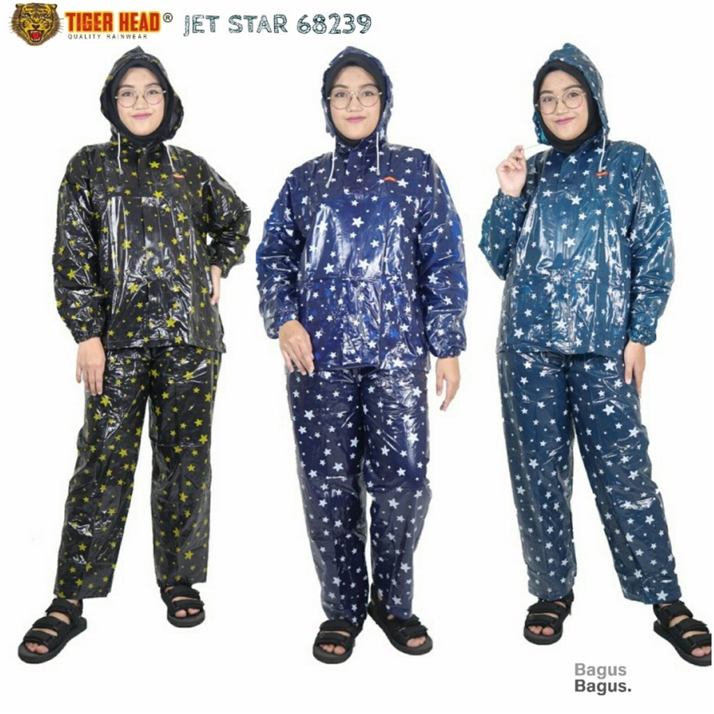 Jas hujan setelan remaja motif bintang jetstar