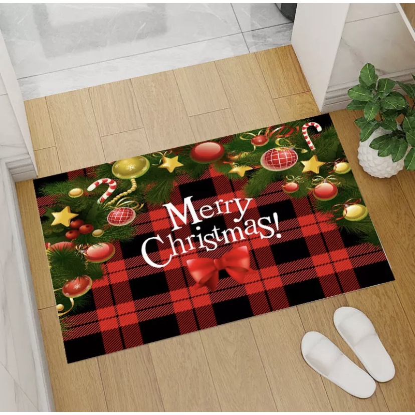 Keset Kaki Anti Selip Minimalis Keset Kaki Dapur Keset Kamar Mandi Anti Slip Natal Merry Christmas Keset Toilet Model U 3 In 1