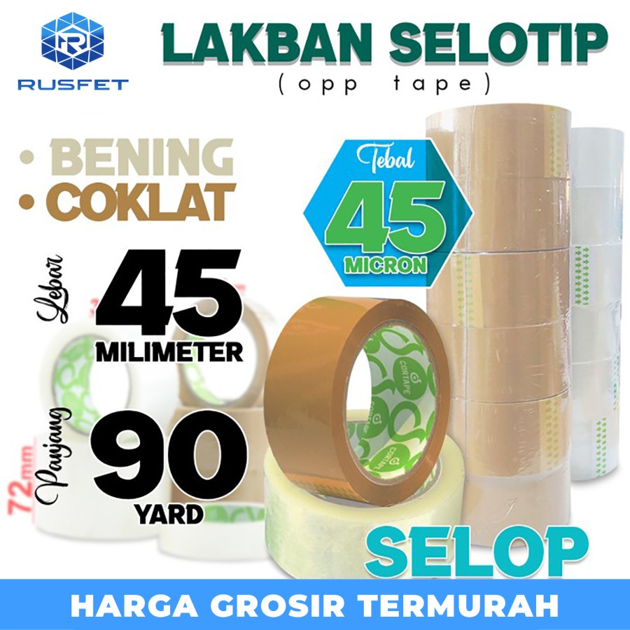 

Lakban isolasi Solatip 45mm x 90yard OPP Tape Cortape Plakban / SELOP