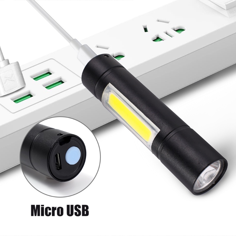 Lampu Senter LED COB Mini Portable Multifungsi 3 Mode Terang Anti Air Rechargeable Untuk Outdoor / Hiking / Camping