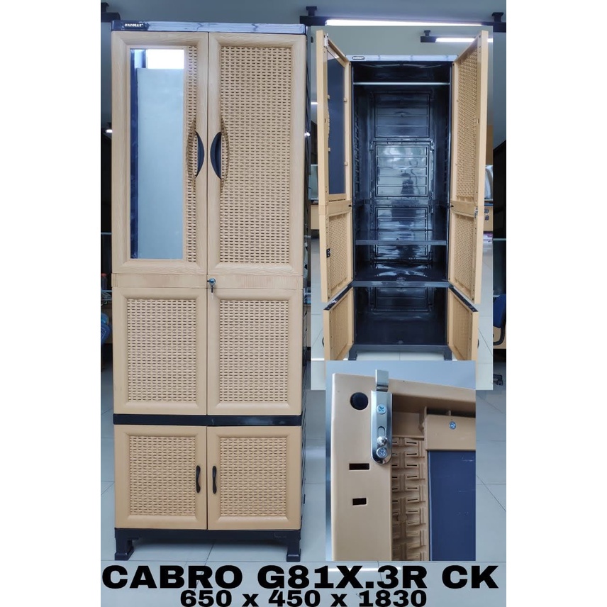 LEMARI NAPOLLY 2 PINTU HANGER 3 RAK + CERMIN ( G81X 3R CK )