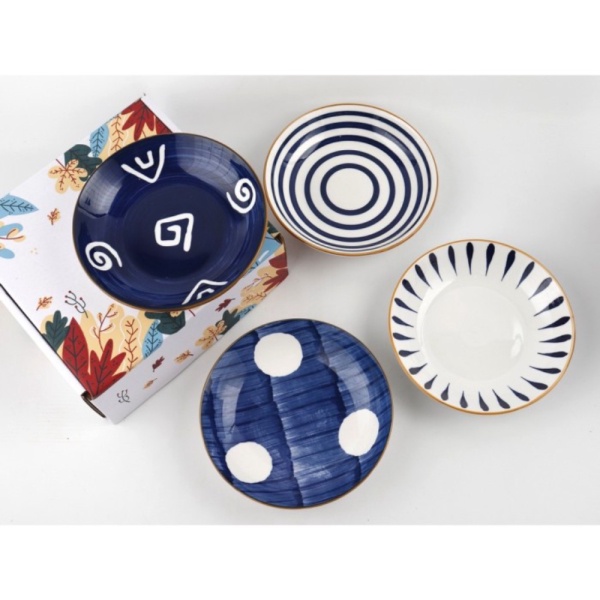 

Promo Luxury Japanese Plate 4pcs Gift Set Wedding Hampers/ Set Piring Kado - Biru Diskon