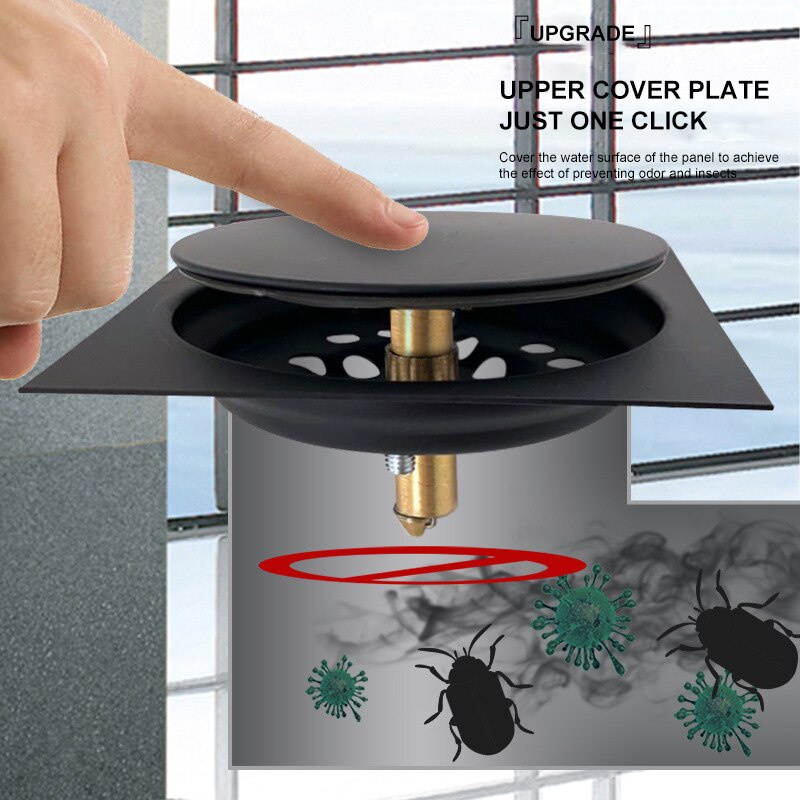 Saringan Got Injak Stainless Hitam Black/Floor Drain Tekan Push Pencet Black Matte Stainless Injak