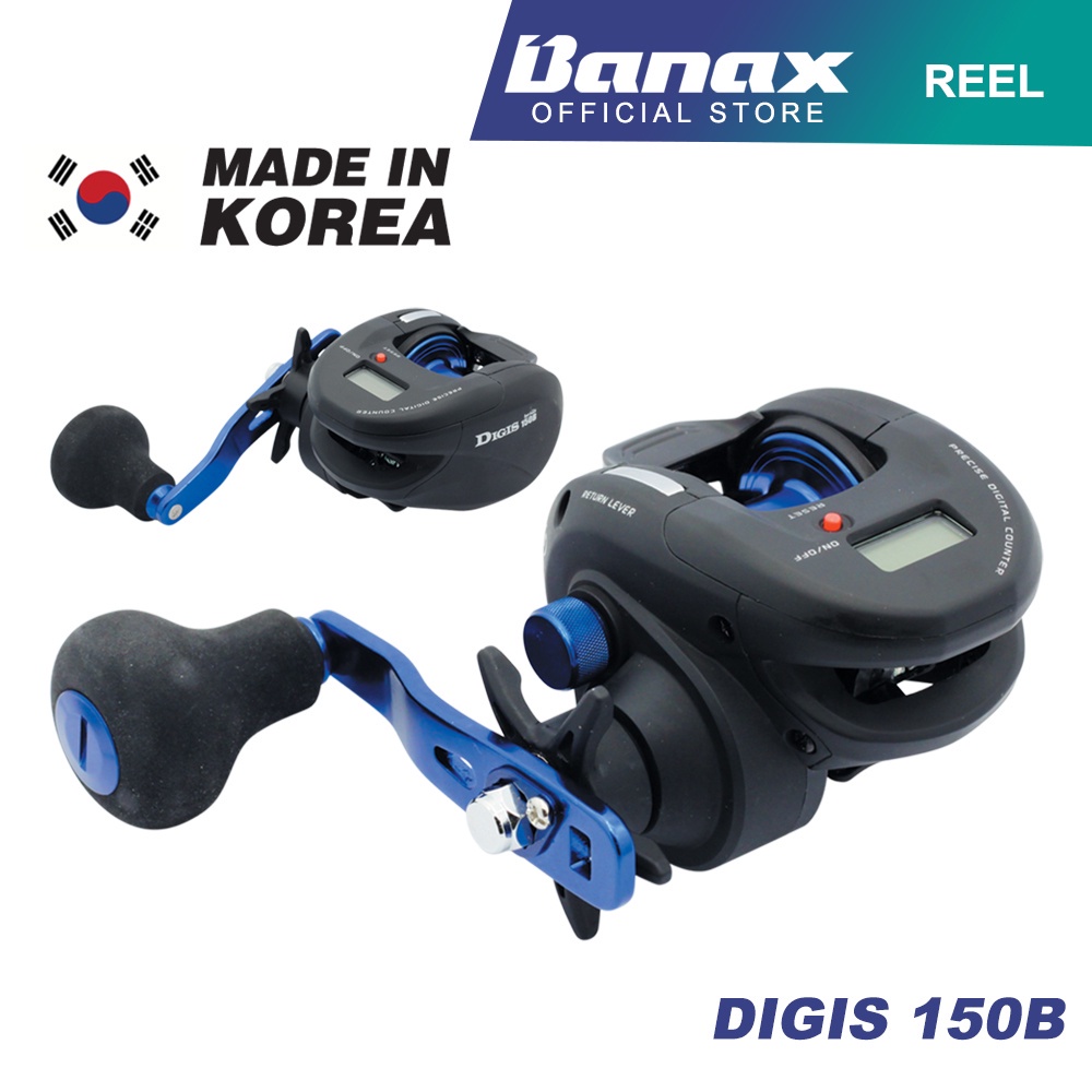 BANAX DIGIS 150B REEL OVERHEAD LIGHT JIGGING DRAG 8KG DIGITAL DEPTH MADE IN KOREA LIMITED EDITION