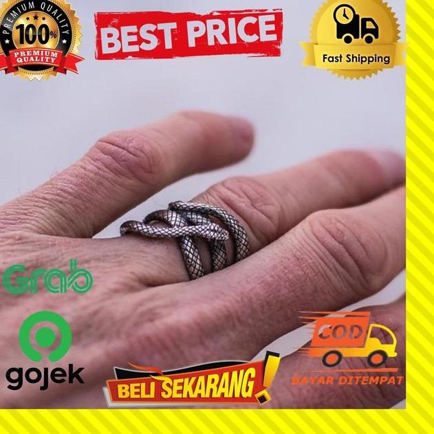 CINCIN PRIA TITANIUM ULAR SILVER PUNK TENGKORAK PERAK ORI PREMIUM C125 - 10