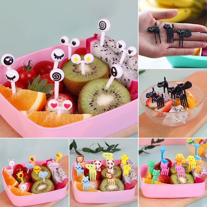 [ECER] Tusukan Bento Garpu Buah Bekal Anak Sekolah Makanan Animal Pita Dino