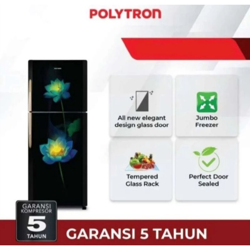 Kulkas Polytron PRM-21PLX | 2 pintu PRM21PLX 21 PLX bunga 210L lotus