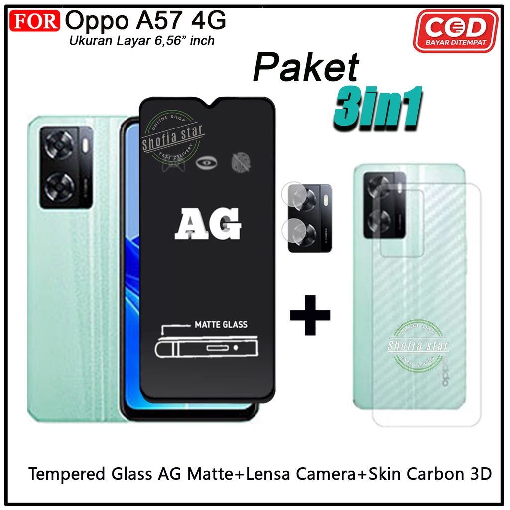 PAKET 3IN1 Tempered Glass Ceramic Privacy Matte Oppo A57 4G A33 5G A53 5G A53s 5G  A54 A96 A95 4G/5G A74 4G/5G A16 Anti Spy Premium Full Cover