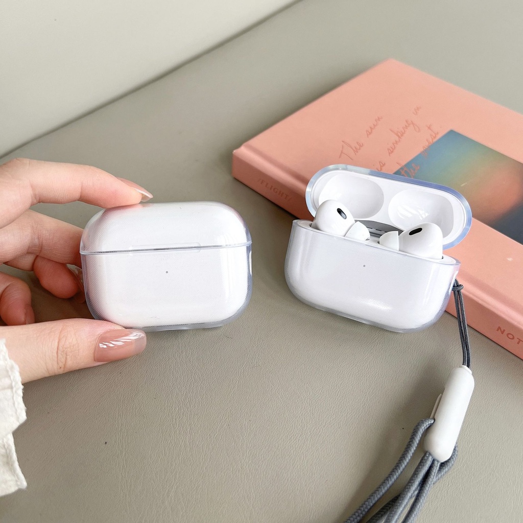 Case Kompatibel Untuk Airpods Pro 2case Earphone Transparan TPU Headphone Cover Dengan Selempang