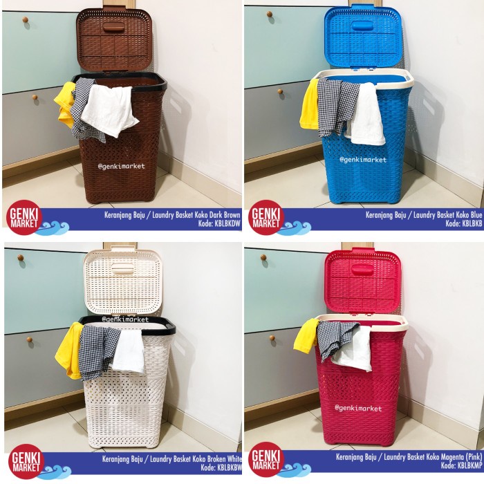 Keranjang Baju Kotor Plastik Tutup / Tempat Baju Kotor / Laundry Bask