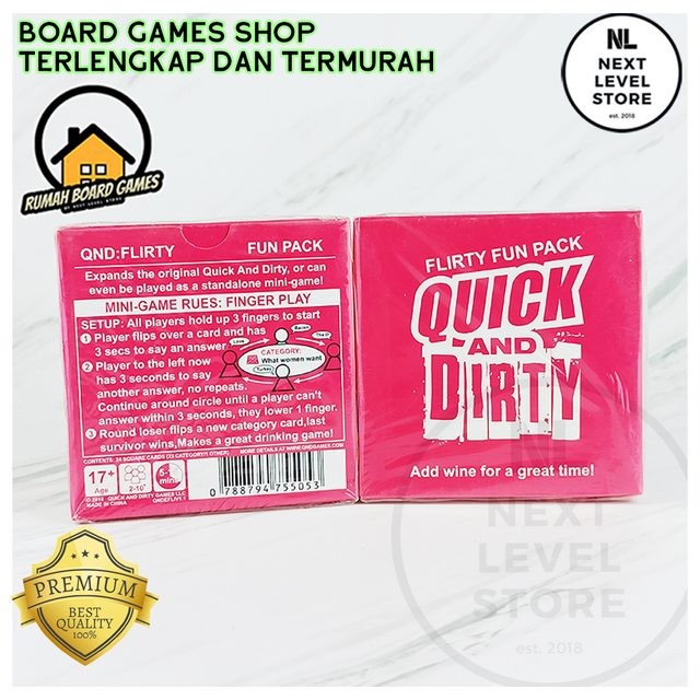 Quick And Dirty Card Board Games Party Drinking Logic Flirty Fun Pack