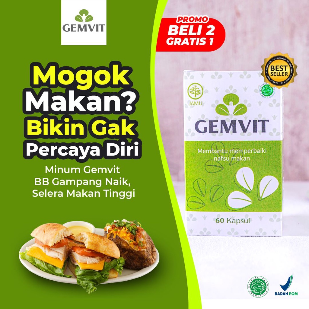 Gemvit suplemen penambah berat badan bpom anak dewasa pemutih badan permanen ampuh original bpom