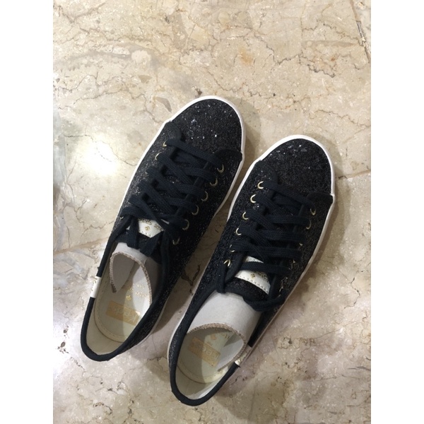 ORI KEDS X KATE SPADE KICKSTART GLITTER BLACK SHOES SIZE 35