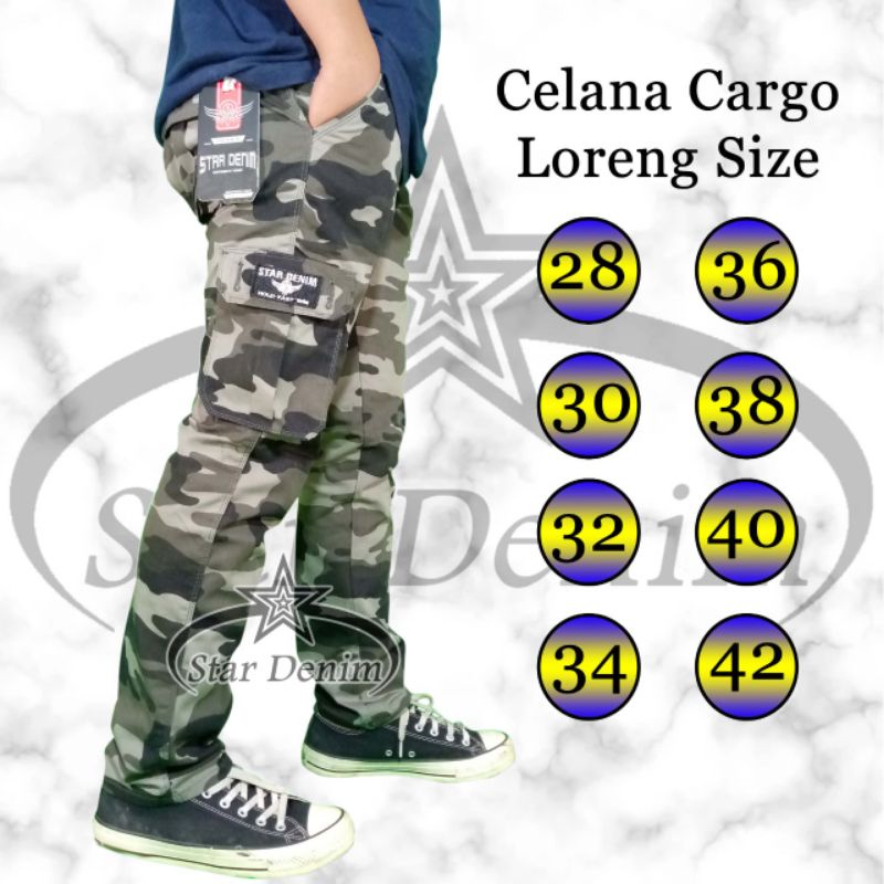 Celana Cargo Loreng Panjang Pria Star Denim Terbaru Premium / Celana Cargo Loreng Star Denim Terlaris / Celana Cargo Loreng Pria / Celana Cargo Loreng Pria Kanvas 28-42