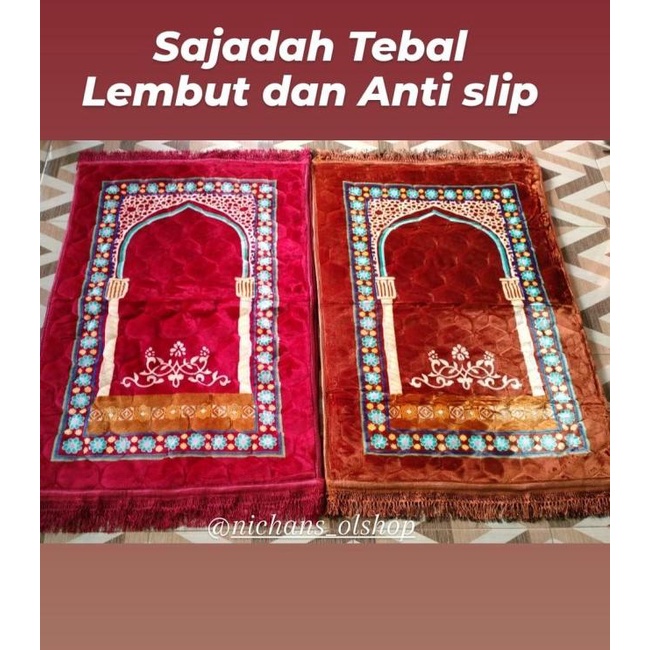 Sajadah Al-Jeddah Rumbai Sajadah Tebal Empuk dan Nyaman Sajadah Turki - Merah