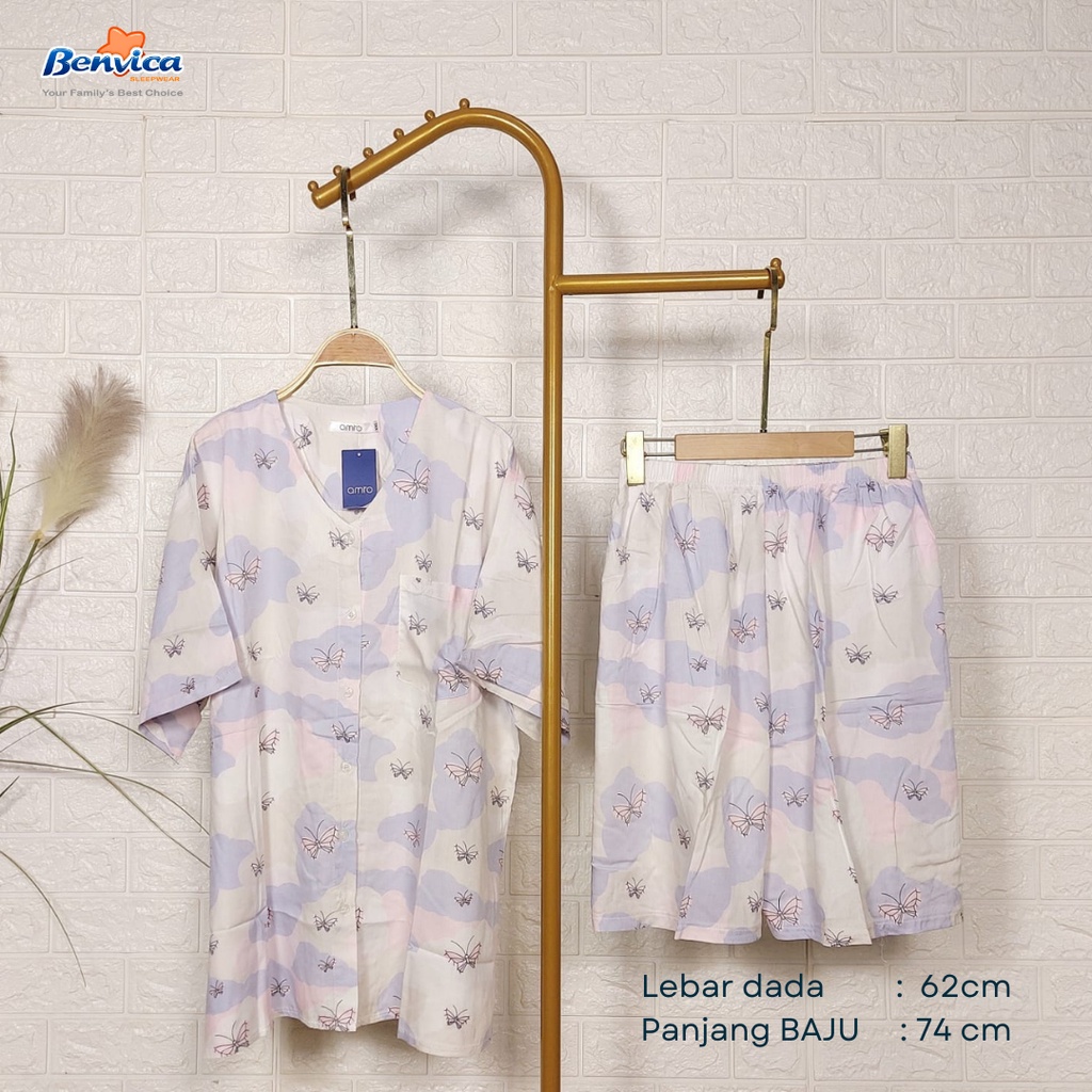 BAJU TIDUR SETELAN PENDEK KATUN RAYON JUMBO AMRO ADEM BANYAK MOTIF