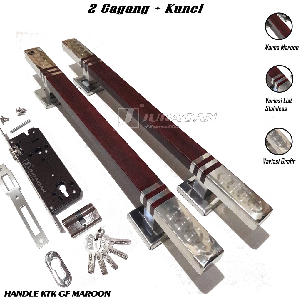 Paket Lengkap Handle Pintu 4 Gagang dan Kunci Dalam Satu Harga - Set Body Kunci Pelor anak Kunci 5 Buah Tarikan Pegangan Pintu Rumah