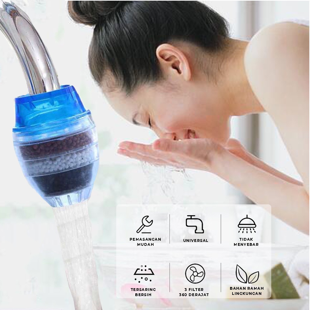 Sambungan Kran Air Faucet 3 Lapis Saringan Pembersih Aer Penyaring Penyambung Ujung Keran wastafel dapur kamar mandi Water Filter | GROSIRXPRESS