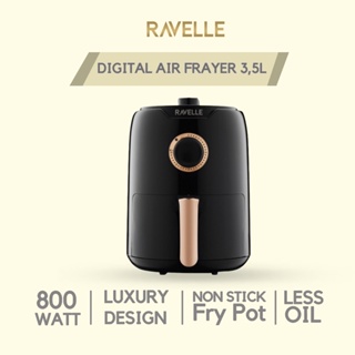 RAVELLE Air Fryer 3 Liter - Penggorengan Tanpa Minyak - Low Watt - Black