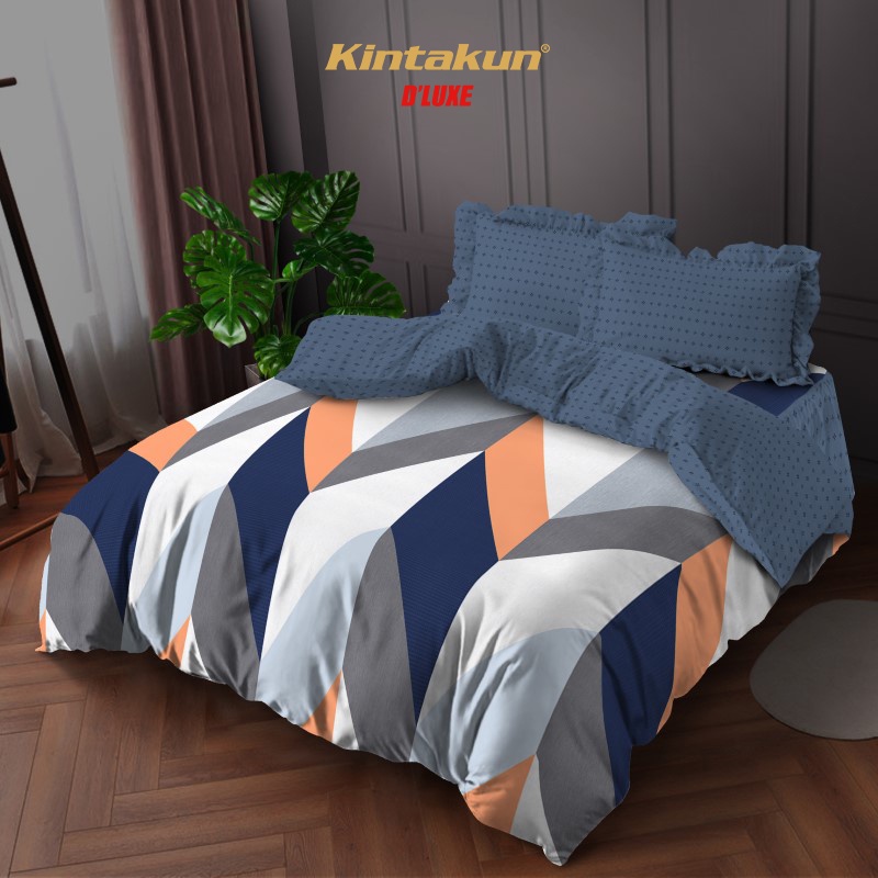 Kintakun Bedcover Set Rumbai 160/180 Amina Aesthetic Dluxe Microtex Biru
