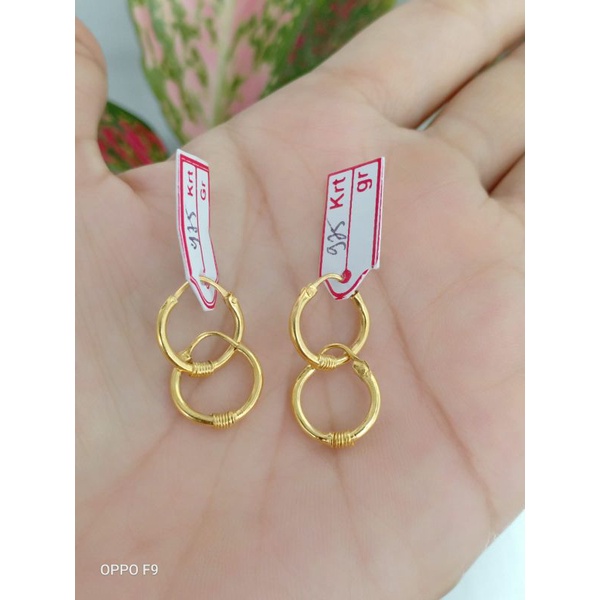 anting bayi perak lapis emas 22karat