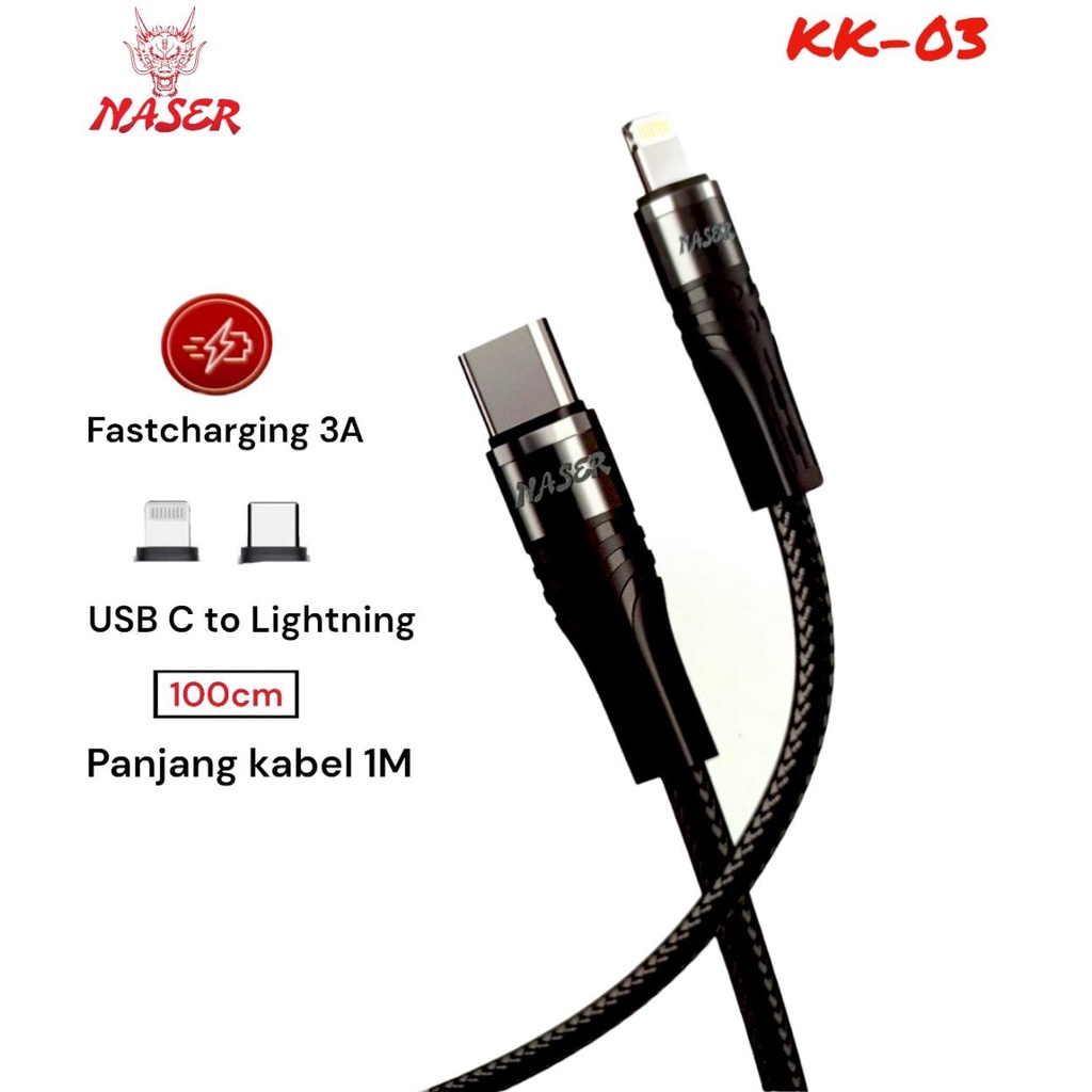 KABEL DATA NASER KK-03 /KABEL CHARGING/ USB DATA CABLE KABEL HANDPHONE KK-03 3A/PRODUK ORIGINAL