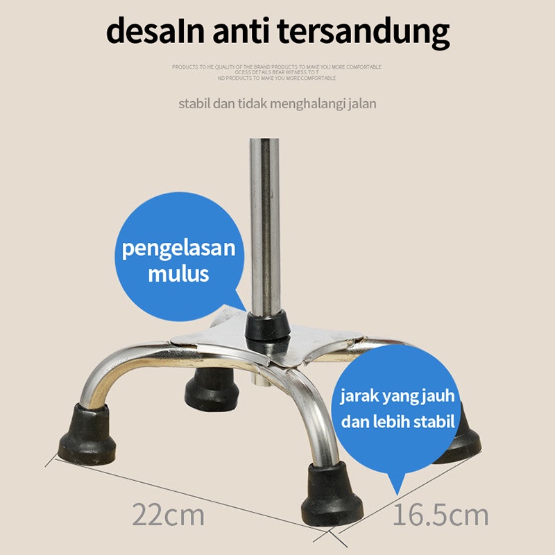 Alat Bantu Jalan Kaki 1 / Tongkat Kruk / Tongkat crutch Kaki 4 / Tongkat Jalan / Ringan, Kuat, Tahan Lama