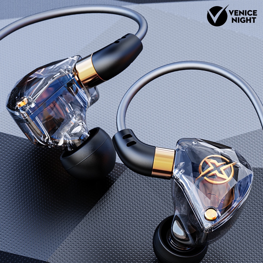 (VNEP) (Berkabel) Earphone Pengurang Kebisingan Universal 3.5mm Plug berbentuk L Headphone Gaming Dinamis dengan Mikrofon untuk Karaoke