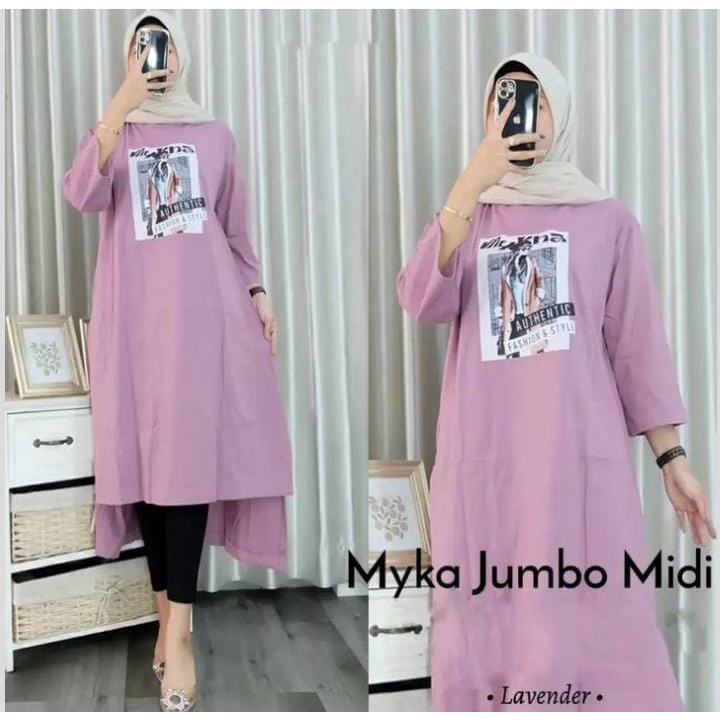 MYKA MIDI DRESS BL BAHAN KAOS KATUN COMBED 24s MOTIF POLOS APLIKASI SABLON UKURAN M L XL XXL MIDI DRESS JUMBO GAMIS WANITA TERBARU KOREAN STYLE MIDI DRESS CASUAL MUSLIMAH KAOS ATASAN WANITA OVERSIZE LENGAN PANJANG