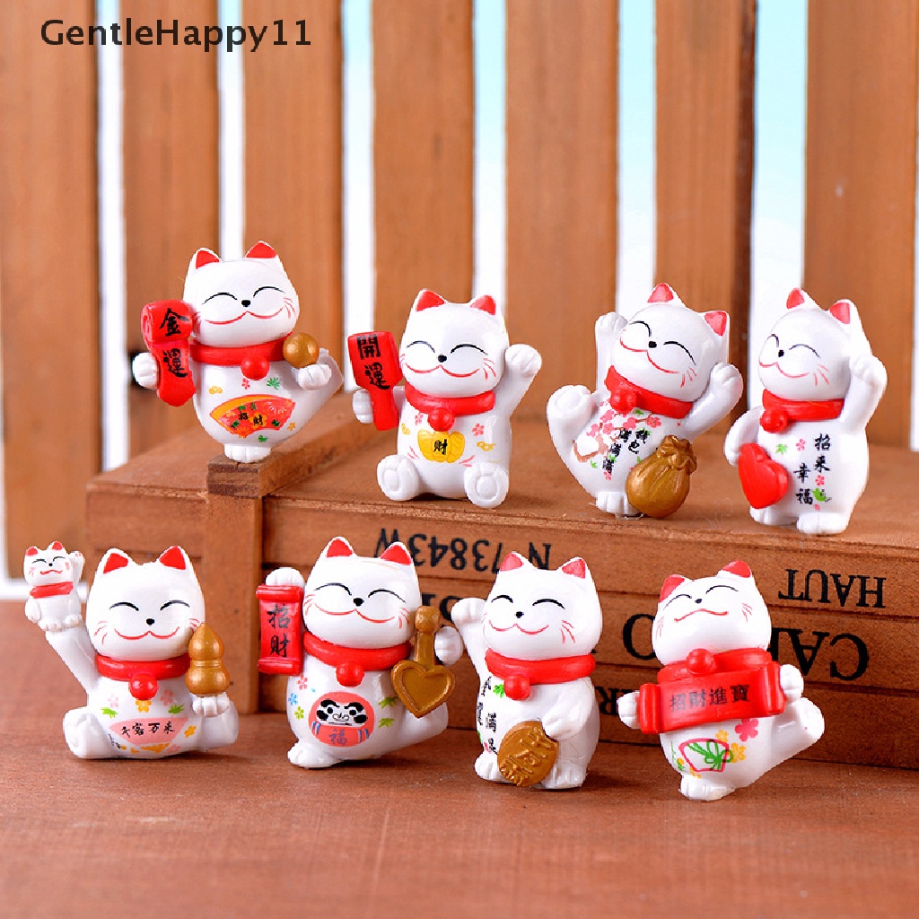 Gentlehappy Lucky Smile Uang Kucing Patung Mini Kerajinan Ornamen Miniatur Dekorasi Rumah id