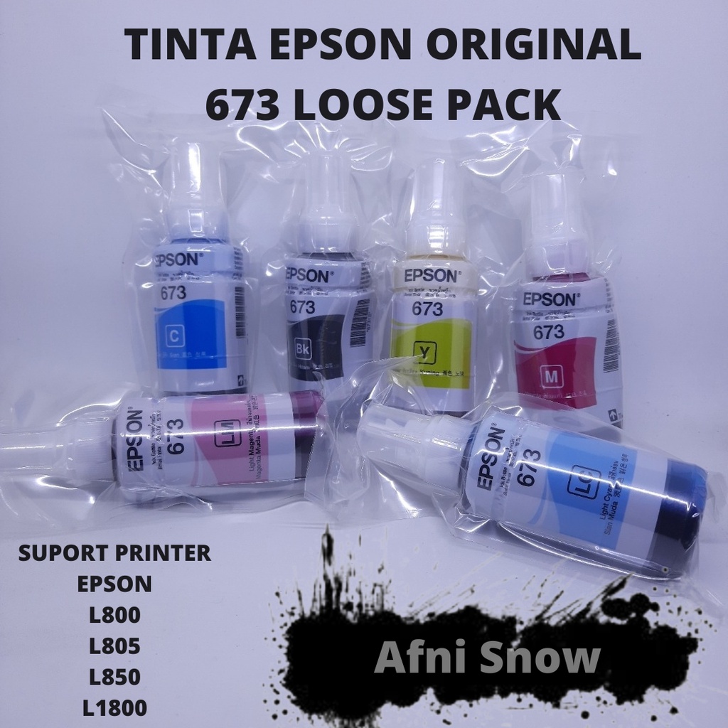 Tinta Epson Reffil printer L800 L805 L1800 Original 1 set tinta 673