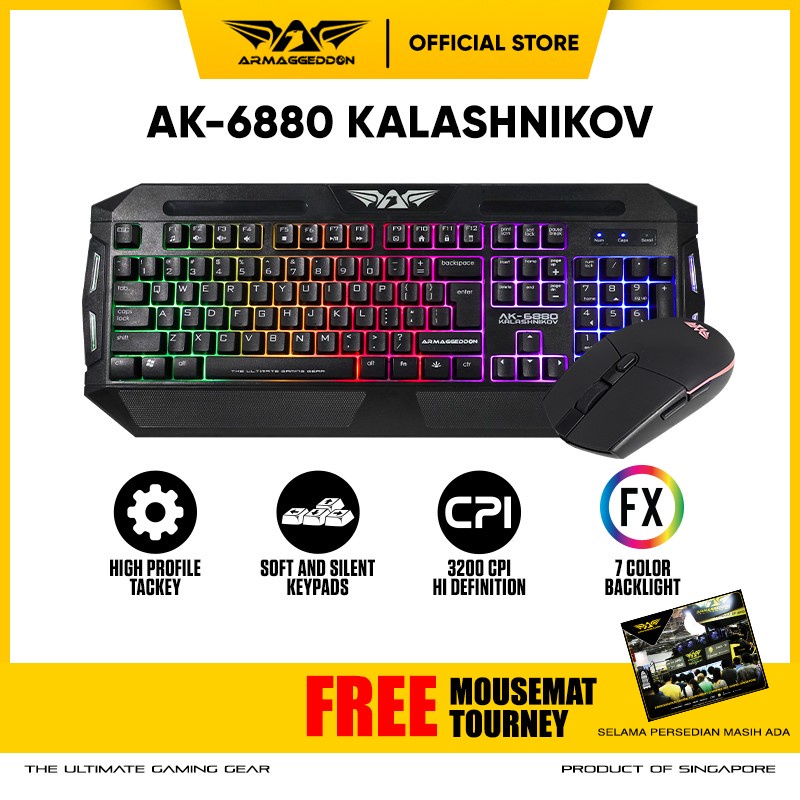Bergaransi (GGP) Armaggeddon Keyboard Mouse Gaming Combo AK6880 Kalashnikov - 3200 CPI Mouse -