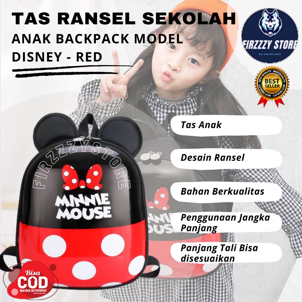 Tas Ransel Sekolah Anak Backpack Model Disney - Red