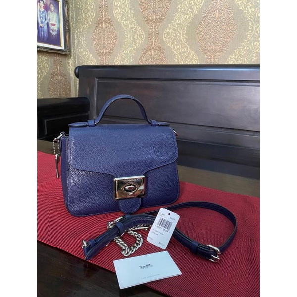 COACH CASSIDY TOP HANDLE CH SELEMPANG NAVY LEATHER KULIT  PRELOVED PL AUTHENTIC  ORIGINAL  ORI BOUTIQUE BUTIK STORE COACH SECOND BRANDED