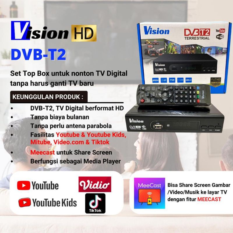 Digital Set Top Box HD STB Paragon Vision Siaran DVB T2 Receiver