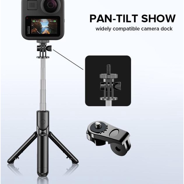 INBEX S03S Tongsis Bluetooth Led Selfie Stick Remote Bright Tripod+bag