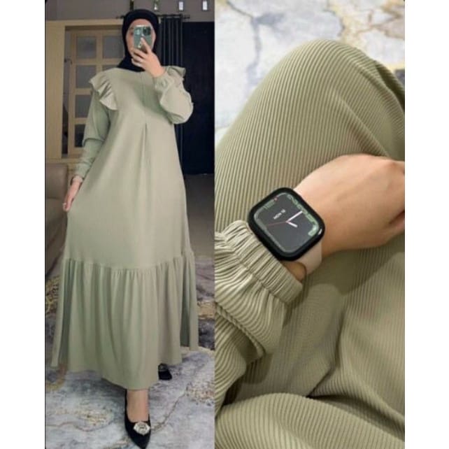 iImira Dress Panjang Gamis Jumbo Ld120 cm Kaos Rib Knit Import High Quality Baju Wanita Kekinian Midi Dress Korea