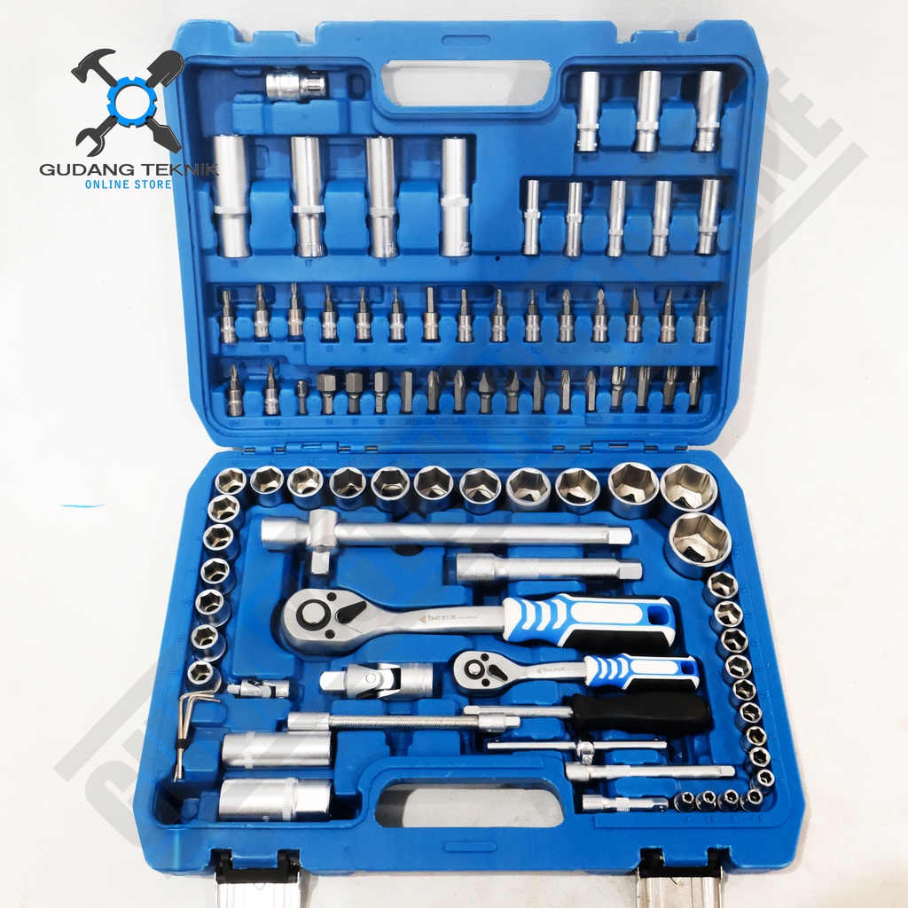 Kunci Shock Set 94pcs BENZ WERKZ BZ9894 72T / Socket Wrench 92 Pcs Kunci Sok Sock BENZ BZ 9894