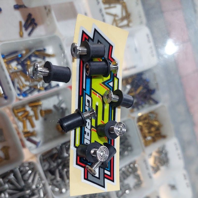 baut L stanles bubut buat visor fairing ninja rr old mur karet