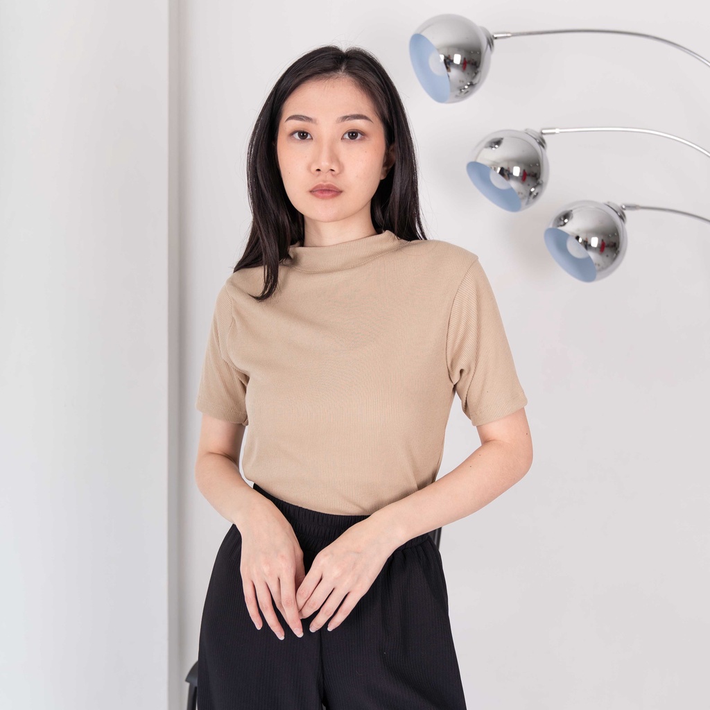 (COD) OH Fashion Turtley Blouse Rib / Atasan Wanita #2981