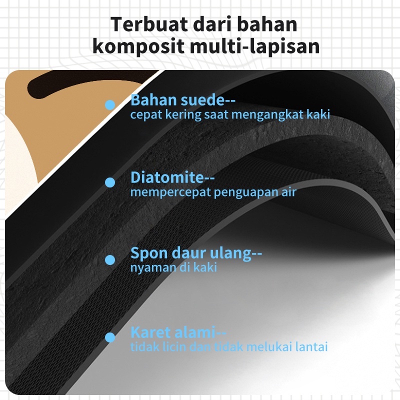 Keset kaki diatomite anti slip anti bau cepat kering serap air