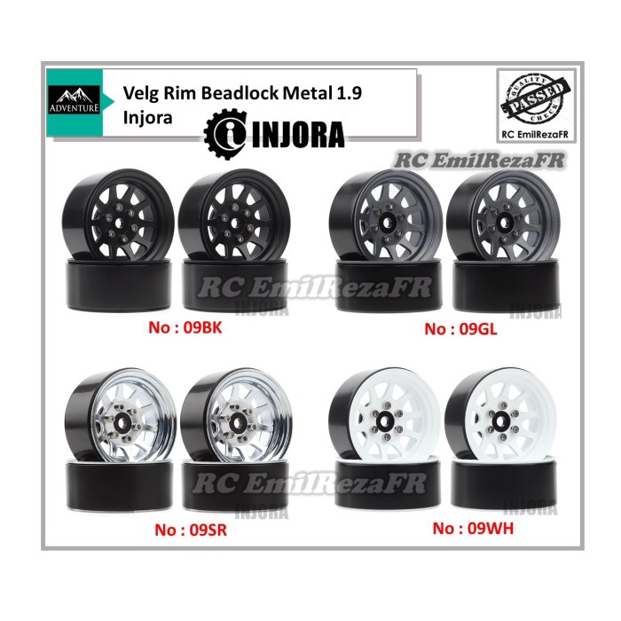 4pcs Rim Velg Pelek Metal Alloy Beadlock 1.9 RC Adventure Crawler