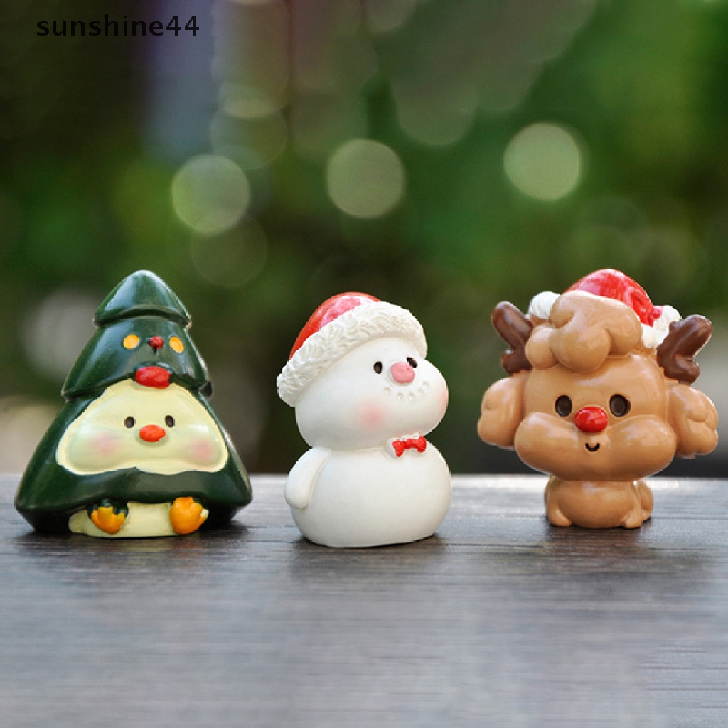 Sunshine 1Pc Miniatur Santa Claus / Rusa Natal Bahan Resin Untuk Dekorasi Taman