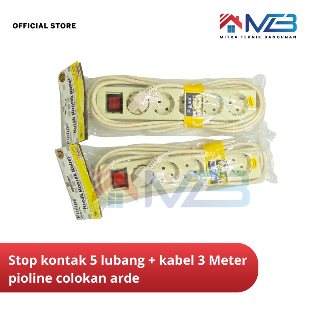 Stop Kontak 5 Lubang + Kabel 3 Meter Pioline