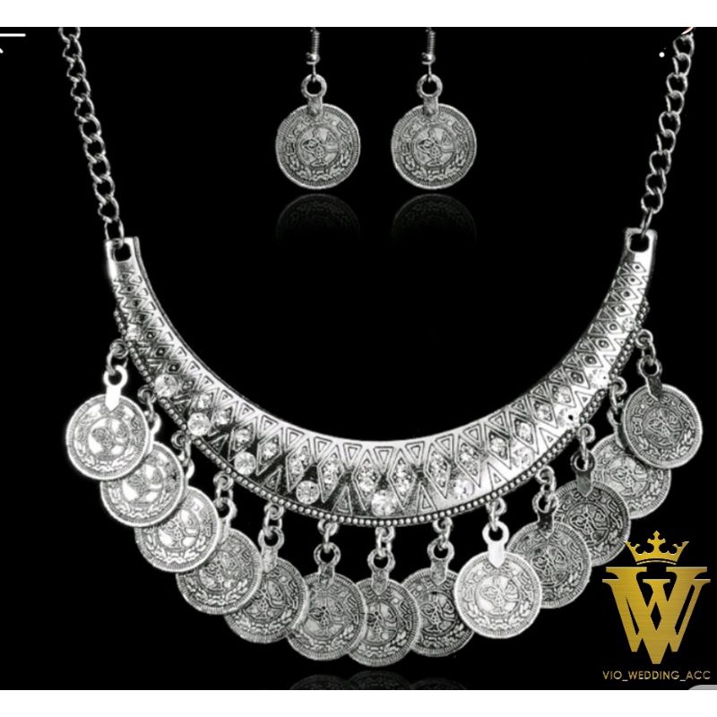 kalung koin pengantin + anting anting