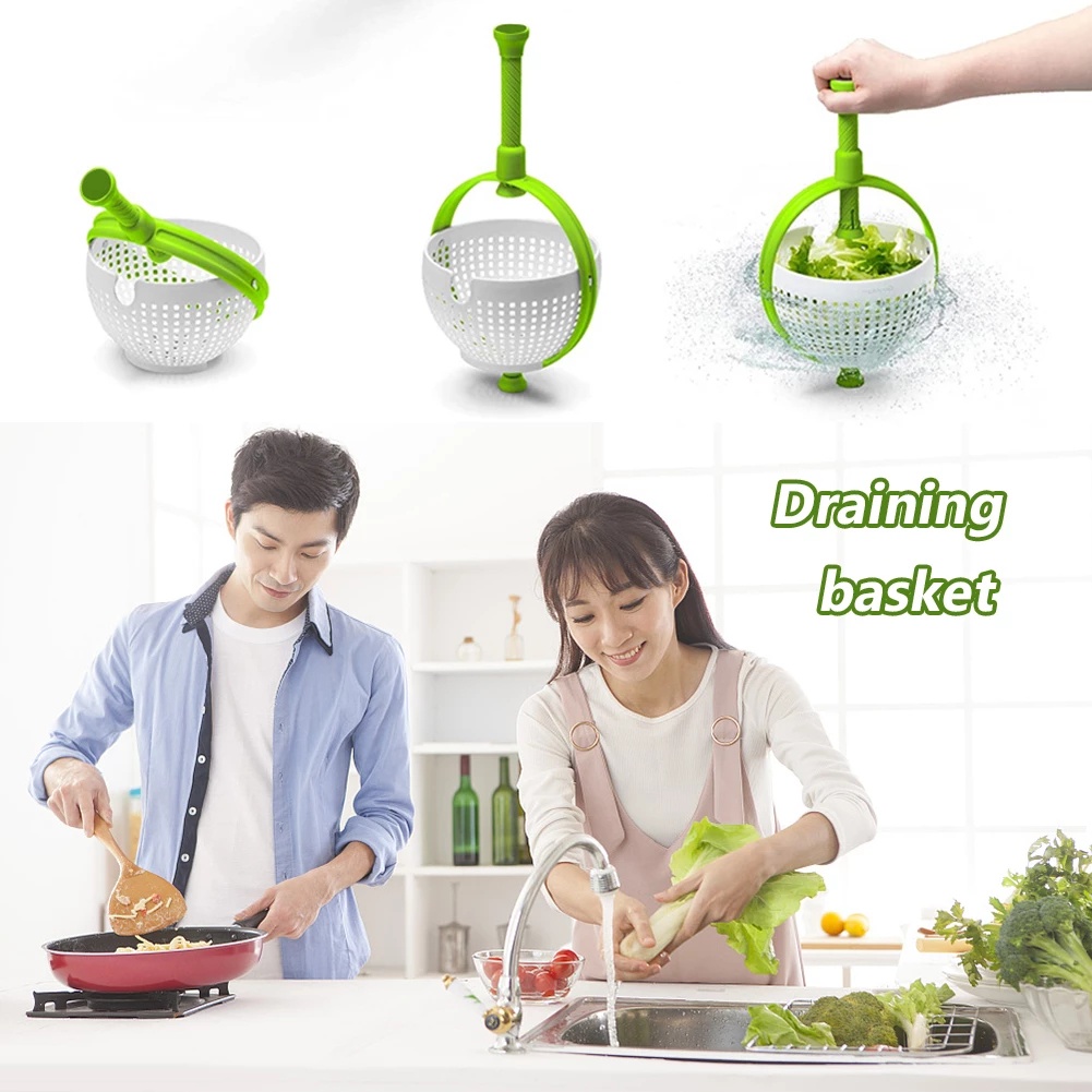 Keranjang Saringan Sayuran / Buah / Salad Spinner Mudah Digunakan Dengan Gagang Lipat