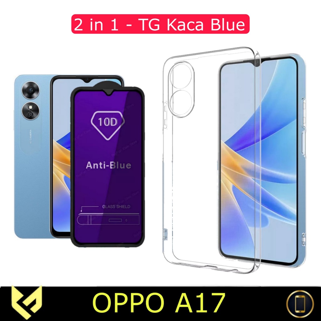 PROMO Paket 2IN1 Casing For OPPO A17 SoftCase Clear Free Tempered Glass Layar FIDS STOR