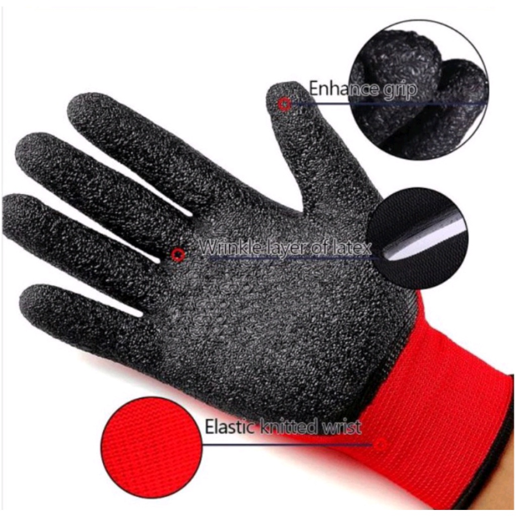 Sarung Tangan Safety Latex Coated Palm Knuckless Gloves