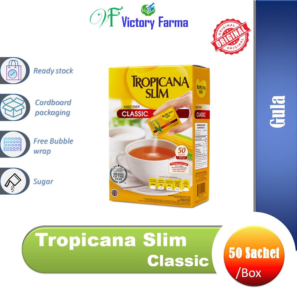 

Tropicana Slim Sweetener CLaasic Box @ 50 Sachet/ Gula anti diabetes